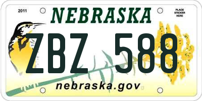 NE license plate ZBZ588