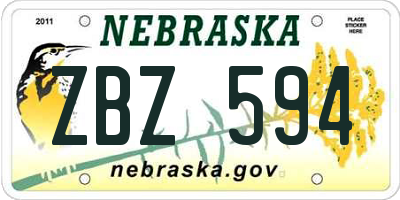 NE license plate ZBZ594
