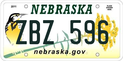 NE license plate ZBZ596