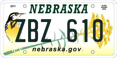NE license plate ZBZ610