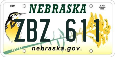 NE license plate ZBZ611