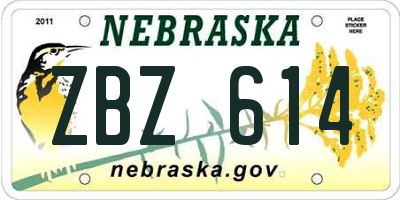 NE license plate ZBZ614