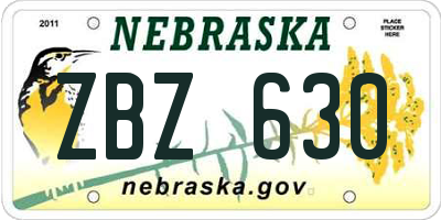 NE license plate ZBZ630