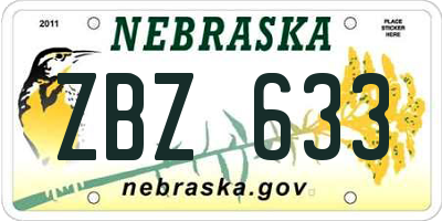 NE license plate ZBZ633