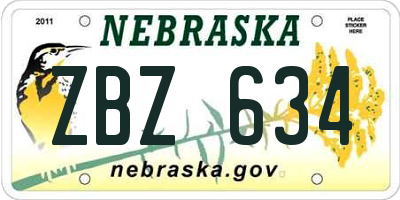 NE license plate ZBZ634