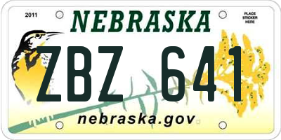 NE license plate ZBZ641