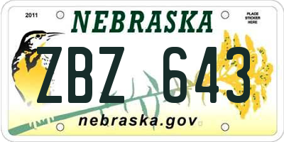 NE license plate ZBZ643