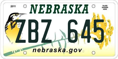 NE license plate ZBZ645