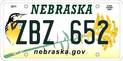 NE license plate ZBZ652