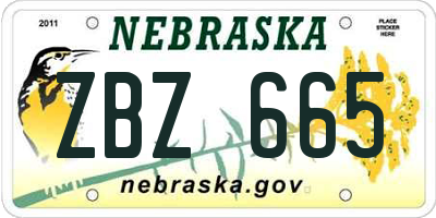 NE license plate ZBZ665