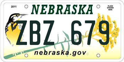 NE license plate ZBZ679