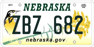 NE license plate ZBZ682