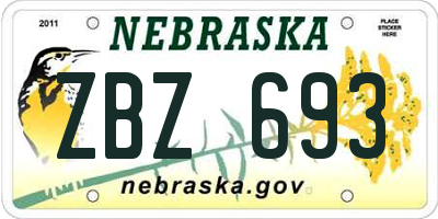 NE license plate ZBZ693