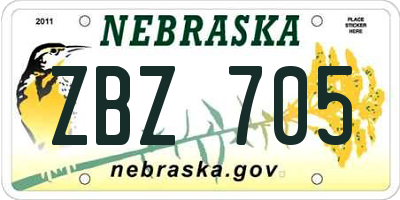 NE license plate ZBZ705