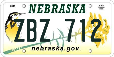 NE license plate ZBZ712
