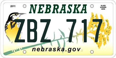 NE license plate ZBZ717