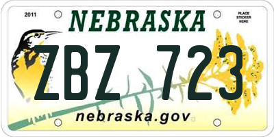 NE license plate ZBZ723