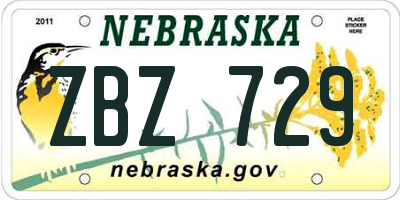 NE license plate ZBZ729