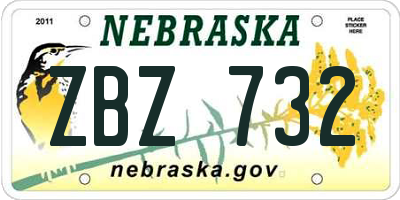 NE license plate ZBZ732