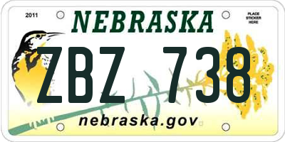 NE license plate ZBZ738