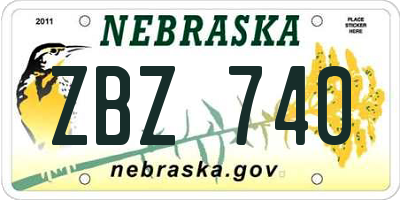 NE license plate ZBZ740