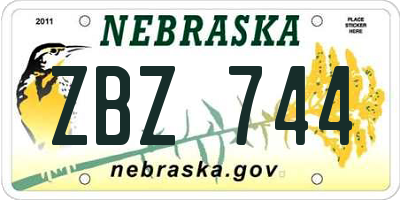 NE license plate ZBZ744