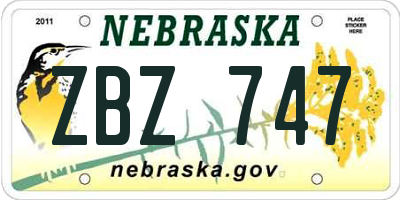 NE license plate ZBZ747
