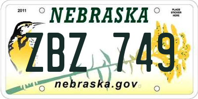 NE license plate ZBZ749