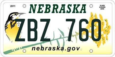 NE license plate ZBZ760