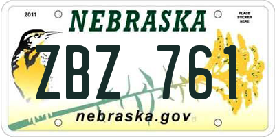 NE license plate ZBZ761