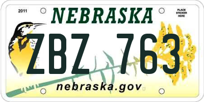 NE license plate ZBZ763