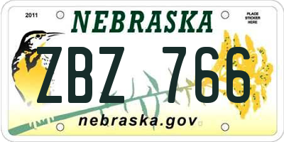 NE license plate ZBZ766