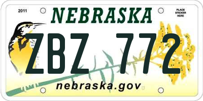 NE license plate ZBZ772