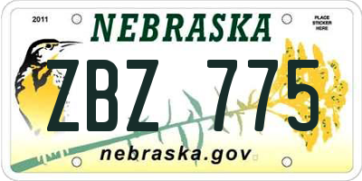 NE license plate ZBZ775