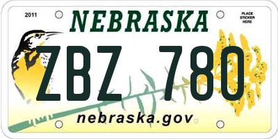 NE license plate ZBZ780