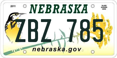 NE license plate ZBZ785