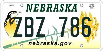 NE license plate ZBZ786
