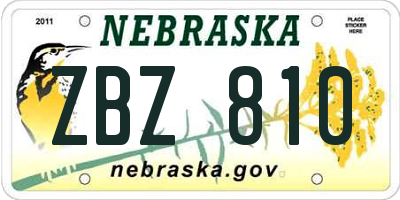 NE license plate ZBZ810