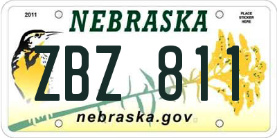NE license plate ZBZ811