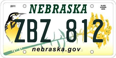 NE license plate ZBZ812