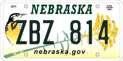 NE license plate ZBZ814