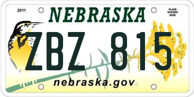 NE license plate ZBZ815