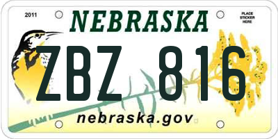 NE license plate ZBZ816