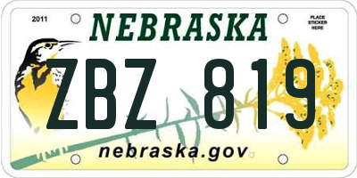 NE license plate ZBZ819