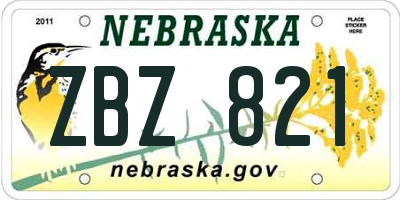 NE license plate ZBZ821