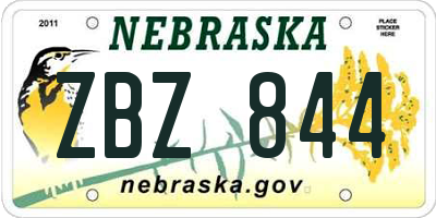 NE license plate ZBZ844