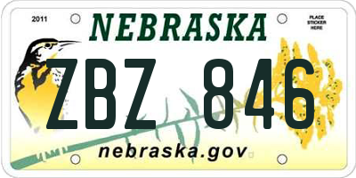 NE license plate ZBZ846