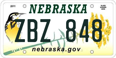 NE license plate ZBZ848