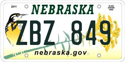 NE license plate ZBZ849