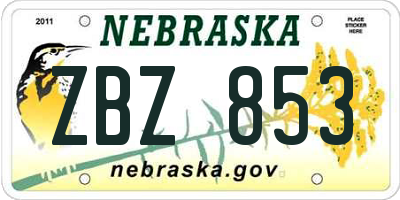 NE license plate ZBZ853